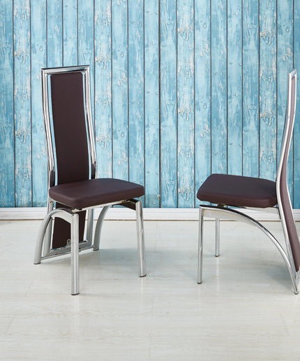 Pair 2pc of Venus High Back Faux Leather Dining Chairs Solid