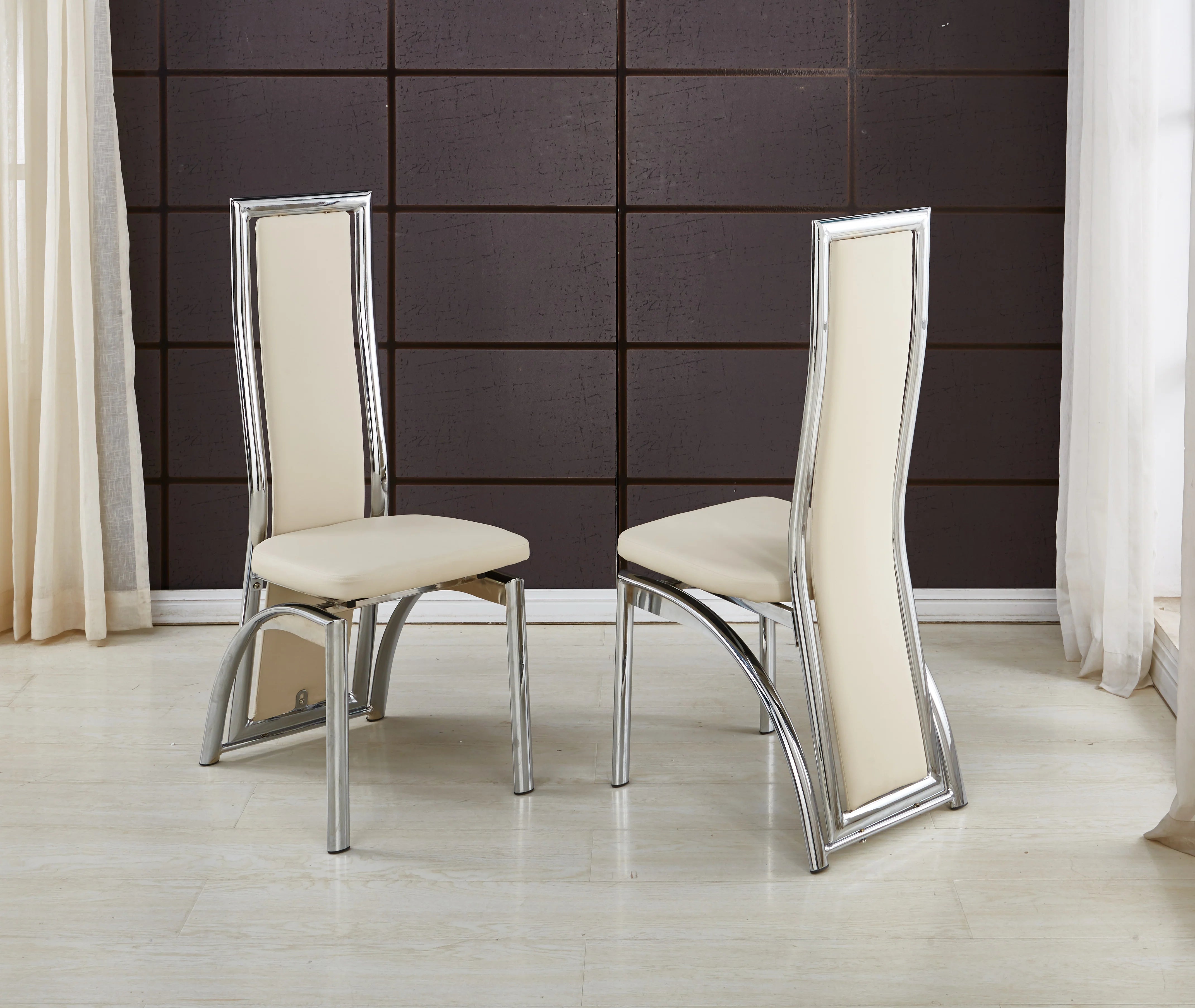 Cream faux leather dining discount chairs