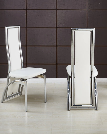 Pair(2pc) of Venus High Back Faux Leather Dining Chairs Solid Chrome Frame Available in Black, Brown, Cream, Grey, Red & White