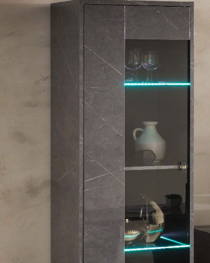 Vittoria Dark-Grey Marble Effect Italian 1 Door Cabinet