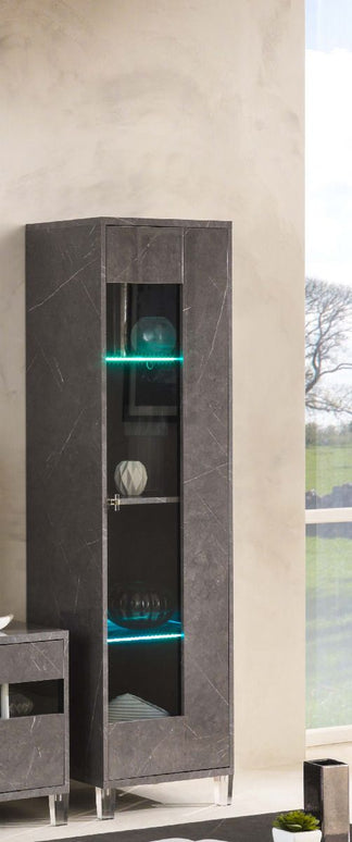 Vittoria Dark-Grey Marble Effect Italian 1 Door Cabinet