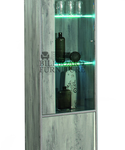 Alexa Light Grey Italian 1 Door Display Cabinet