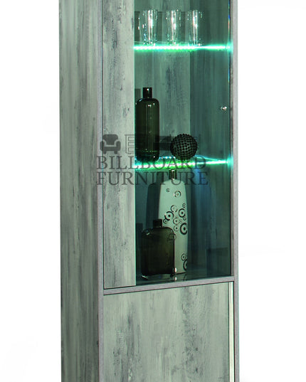 Alexa Light Grey Italian 1 Door Display Cabinet