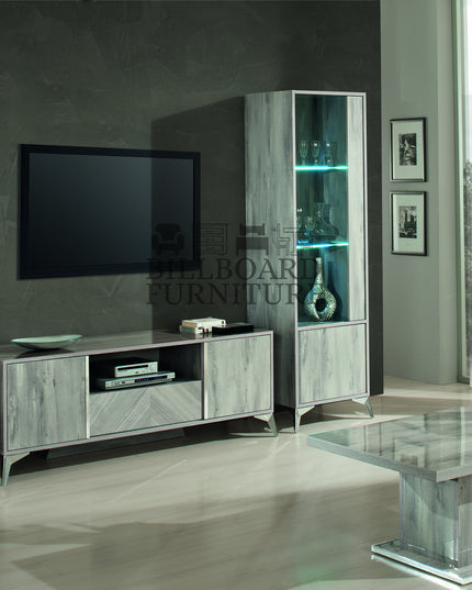 Alexa Light Grey Italian 1 Door Display Cabinet