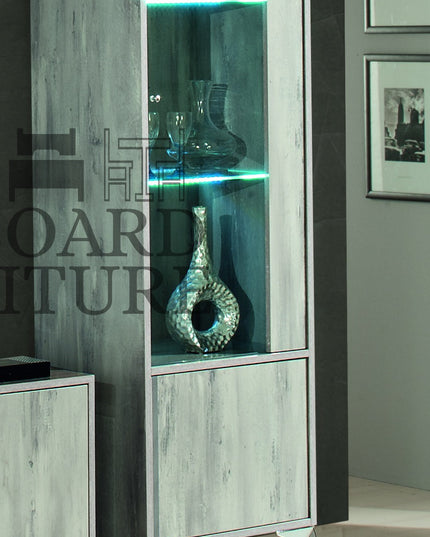 Alexa Light Grey Italian 1 Door Display Cabinet