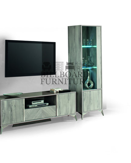 Alexa Light Grey Italian 1 Door Display Cabinet