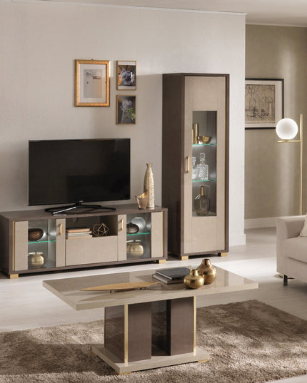 Cesar Sand Birch and Brown Finish TV Unit with LED