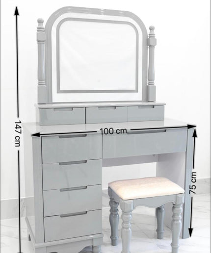 Cyndi Dressing Table with stool and LED Mirror