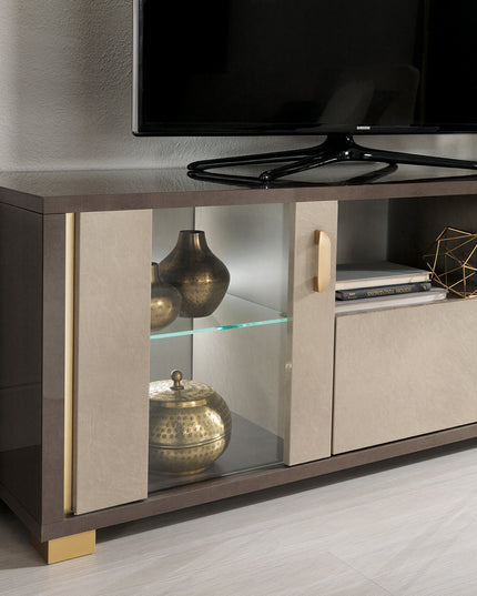 Cesar Sand Birch and Brown Finish TV Unit with LED