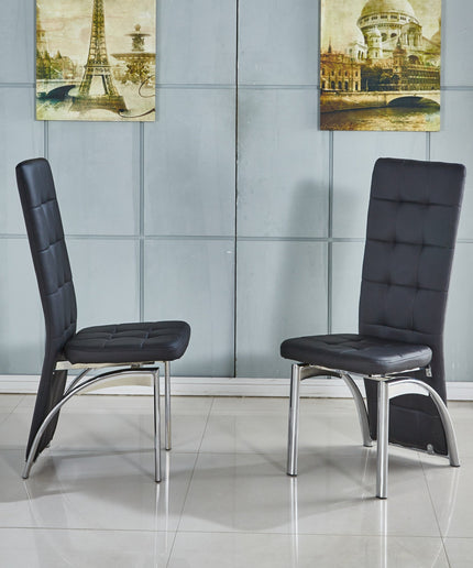 Pair(2pc) of Grace High Back Faux Leather Dining Chairs with Chrome Frame