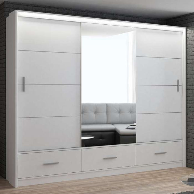 Florence High Gloss 2 and 3 Sliding door wardrobe in 3 colors & 2 sizes 205cm/256cm