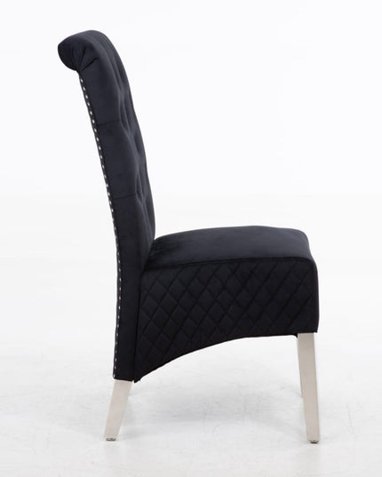 Pair(2pc) of Riccardo Dining Chairs Lion Knocker chrome legs in Black, Grey and Cream color