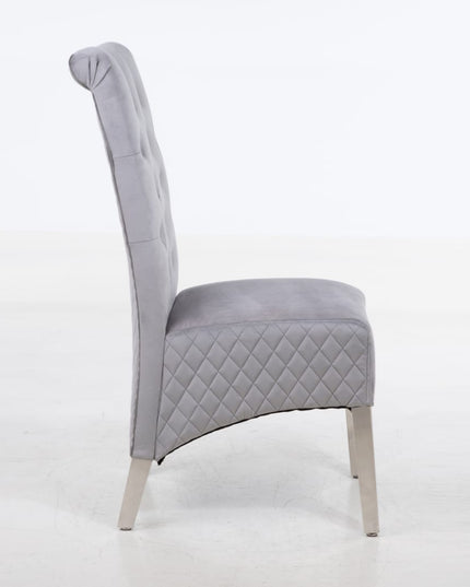 Pair(2pc) of Riccardo Dining Chairs Lion Knocker chrome legs in Black, Grey and Cream color