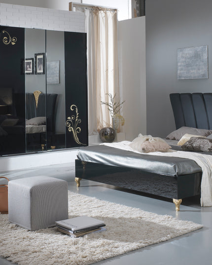 Sofia Black-Gold Bedroom Set
