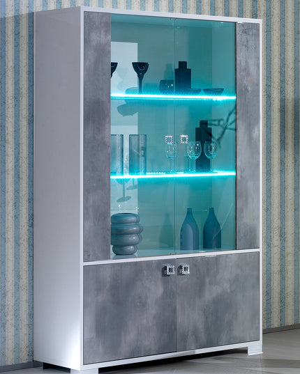 Stella White-Grey Italian 2 Door Cabinet