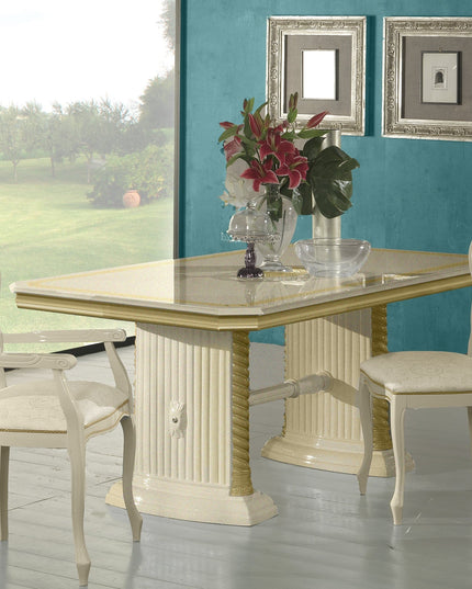 New Venus Beige-Gold Rectangular Extending Dining Table & Chairs