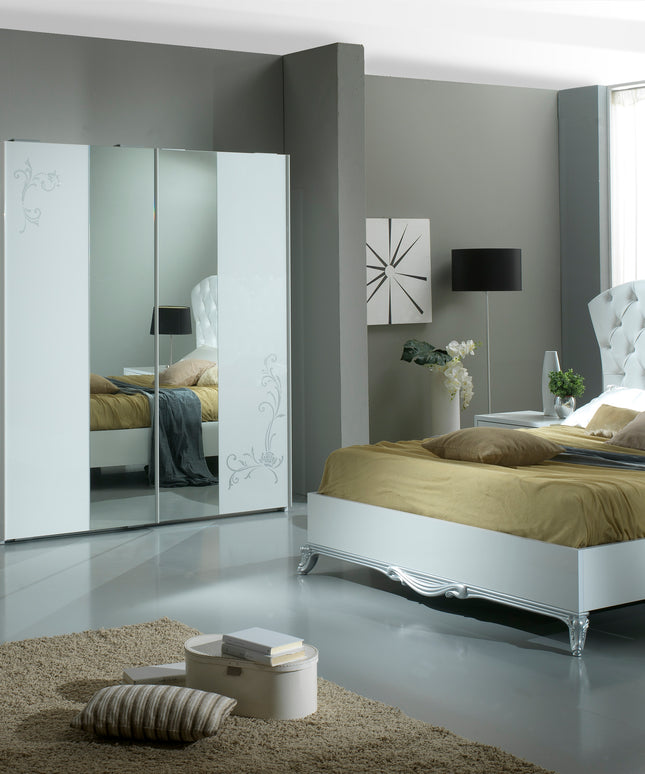 Daniela White-Silver Bedroom Set