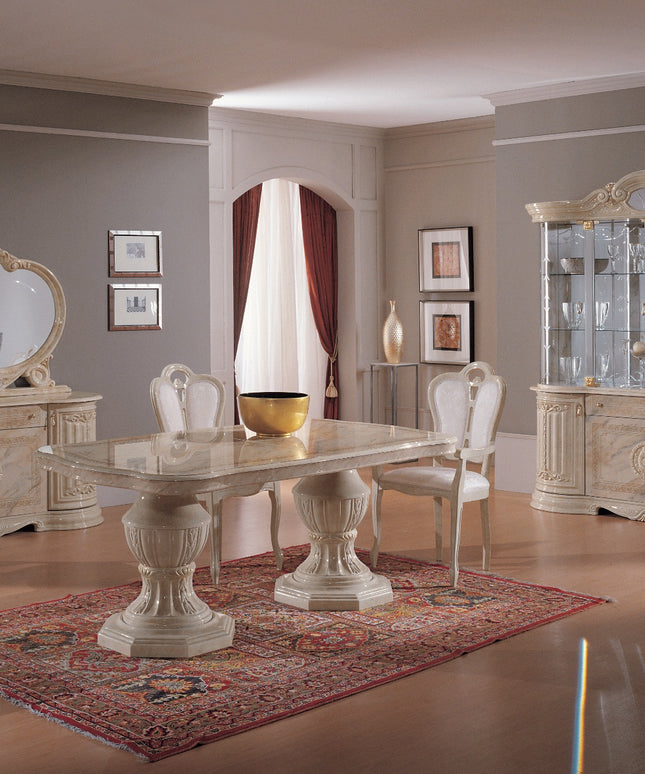 Betty Onyx Beige-Gold Rectangular Extending Dining Table & Chairs