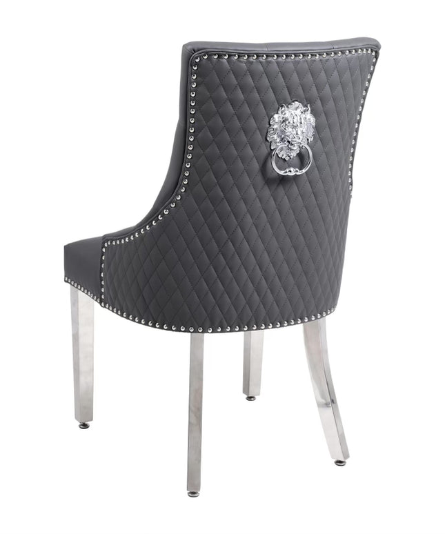 Majestic Hudson Grey PU Leather Dining Chair in Pair