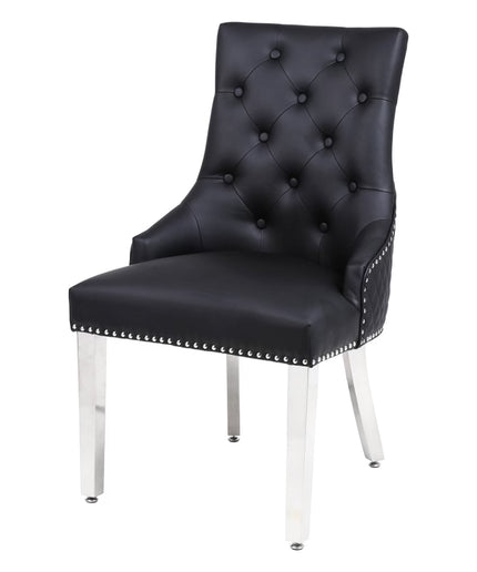 Majestic Midnight Black PU Leather Dining Chair in Pair