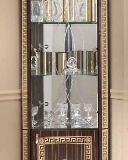 New Venus Walnut-Gold Corner Cabinet
