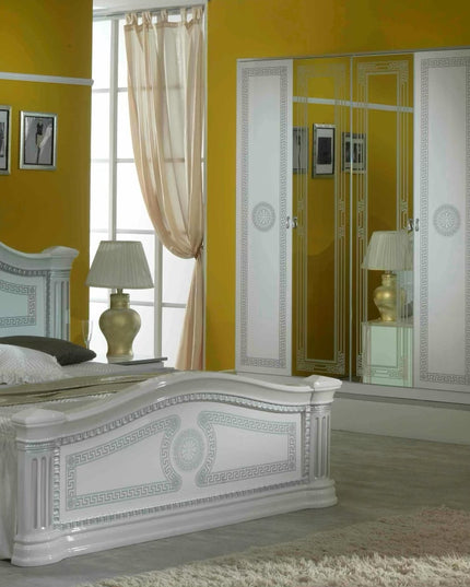 New Serena White-Silver Bedroom Set