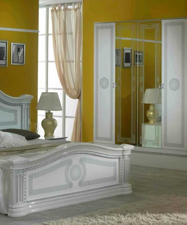 New Serena White-Silver Bedroom Set