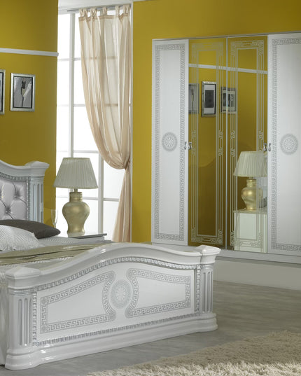 New Serena White-Silver Bedroom Set