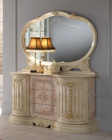 Betty Onyx Beige-Gold 3 Door Buffet With Mirror