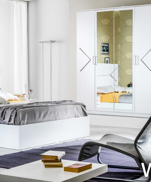 Elegance White/Silver Bedroom Set
