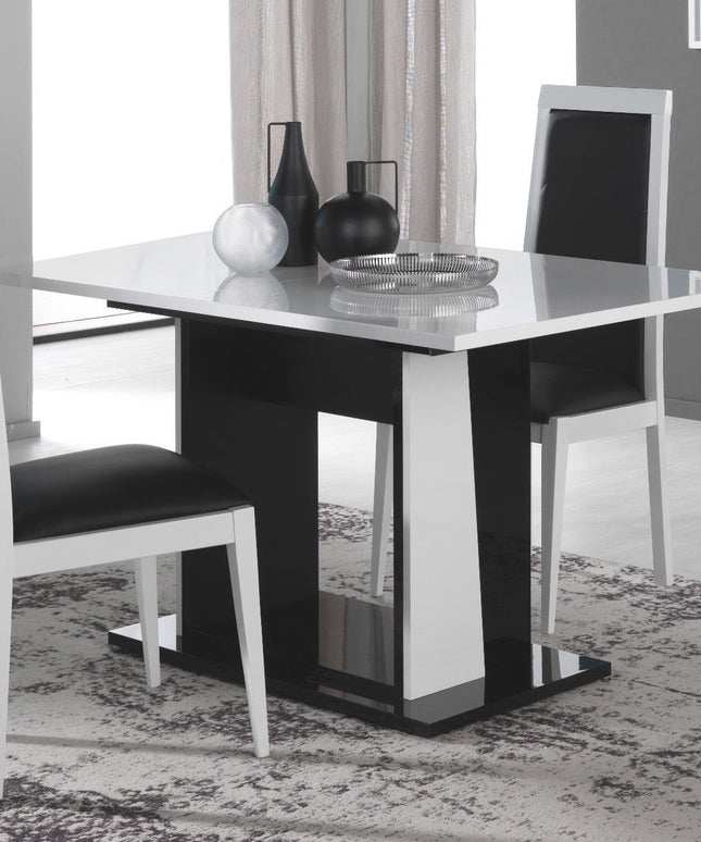 Elisa White and Black Italian Extension Dining Table