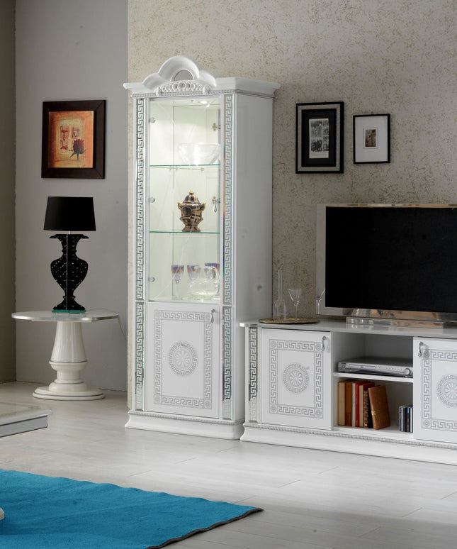 New Venus White-Silver 1 Door Cabinet