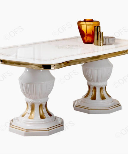 Betty White-Gold Rectangular Extending Dining Table & Chairs