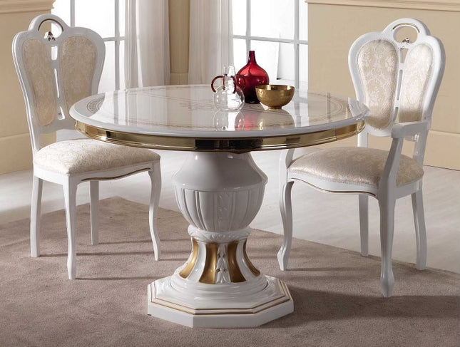 Betty White-Gold Round Extending Dining Table & Chairs