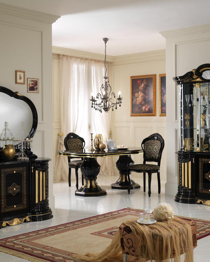 Betty Black-Gold Rectangular Extending Dining Table & Chairs