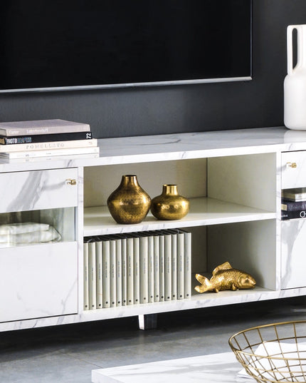 Vittoria White Marble Effect Italian TV Unit