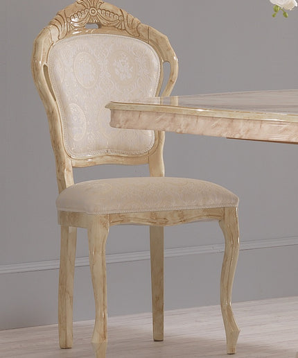 Betty Onyx Beige-Gold Round Extending Dining Table & Chairs