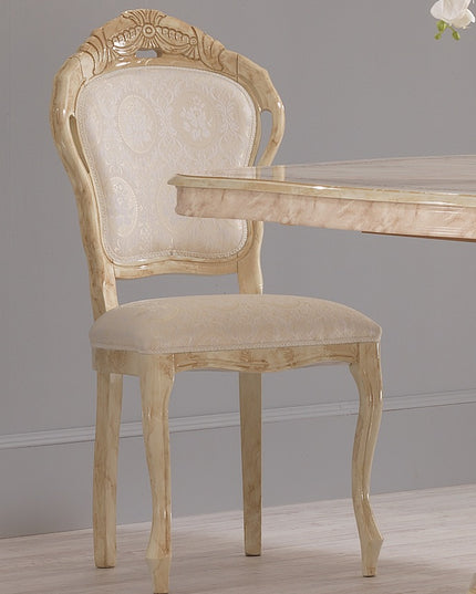 Betty Onyx Beige-Gold Round Extending Dining Table & Chairs