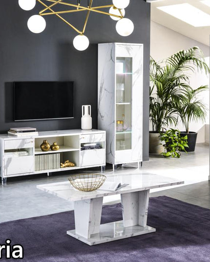 Vittoria White Marble Effect Italian TV Unit