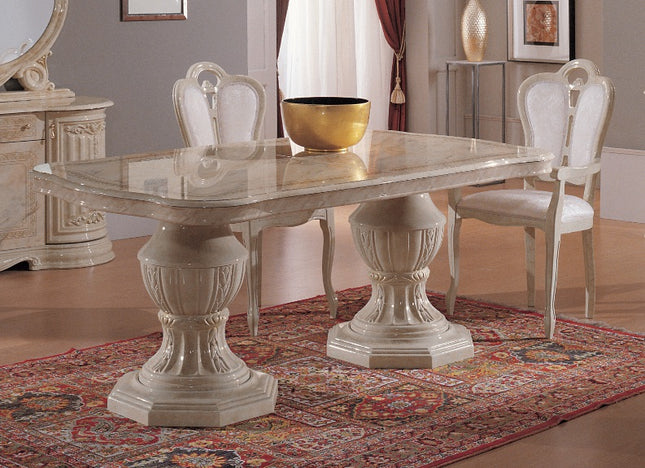 Betty Onyx Beige-Gold Rectangular Extending Dining Table & Chairs