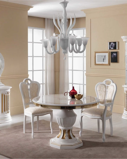 Betty White-Gold Round Extending Dining Table & Chairs