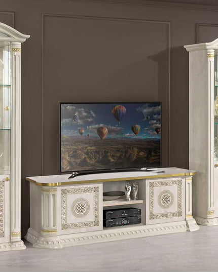 Aurora Beige Birch Gold Italian 1 Door Display Cabinet