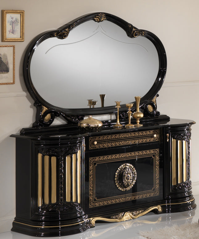 Betty Black-Gold 3 Door Buffet With Mirror