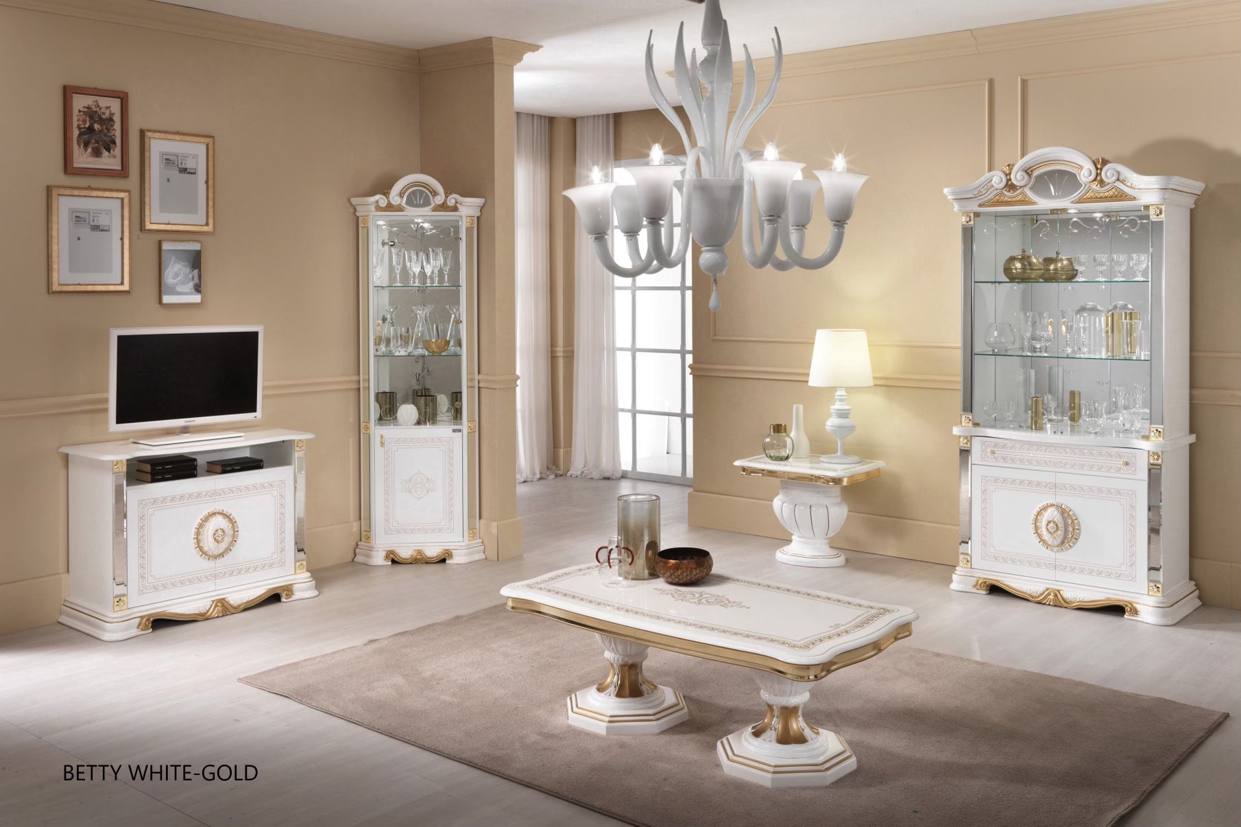 White and online gold tv unit