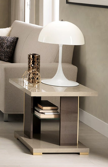 Cesar Sand Birch and Brown Finish Lamp Table