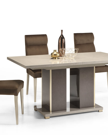 Cesar Sand Birch and Brown Finish Rectangular Extension Dinning Set With 4 Chairs